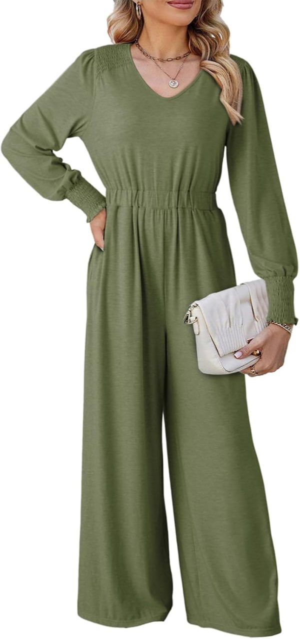 Dokotoo Lantern Long Sleeve Jumpsuit Wrapped V Neck Elegant for Womens Dressy Casual 2024 Fall One Piece Romper Outfits - Image 11