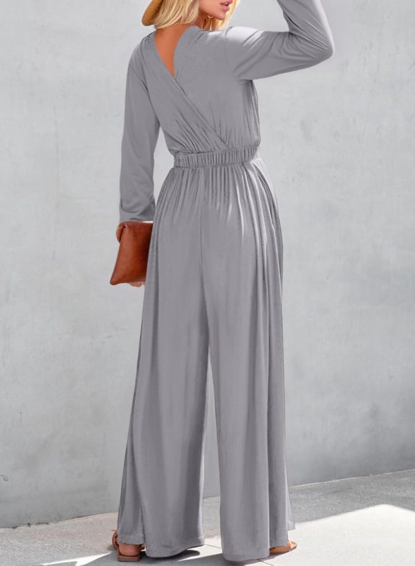 Dokotoo Lantern Long Sleeve Jumpsuit Wrapped V Neck Elegant for Womens Dressy Casual 2024 Fall One Piece Romper Outfits - Image 16