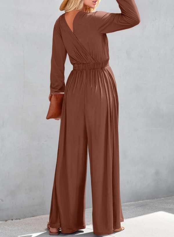 Dokotoo Lantern Long Sleeve Jumpsuit Wrapped V Neck Elegant for Womens Dressy Casual 2024 Fall One Piece Romper Outfits - Image 24
