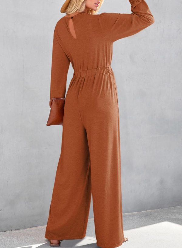 Dokotoo Lantern Long Sleeve Jumpsuit Wrapped V Neck Elegant for Womens Dressy Casual 2024 Fall One Piece Romper Outfits - Image 26