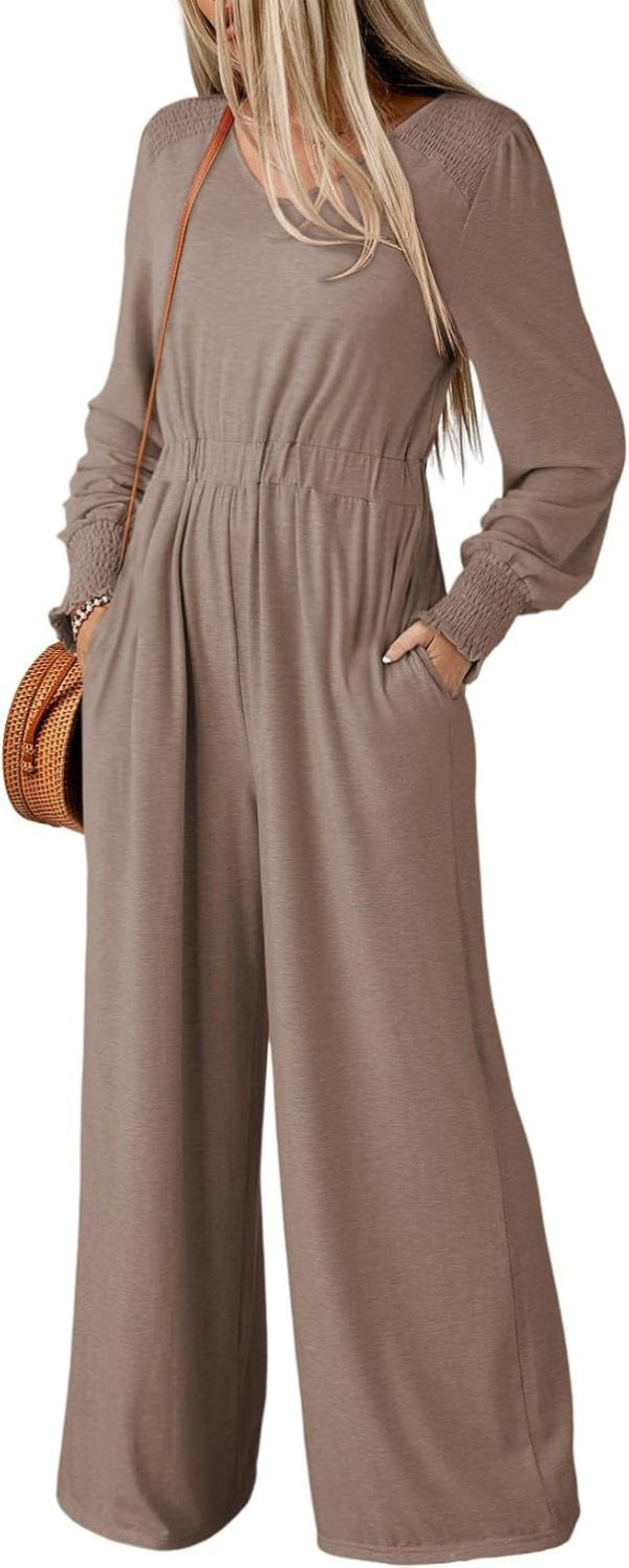 Dokotoo Lantern Long Sleeve Jumpsuit Wrapped V Neck Elegant for Womens Dressy Casual 2024 Fall One Piece Romper Outfits - Image 33