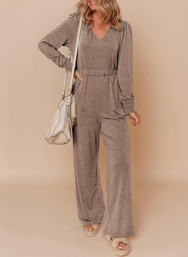 Dokotoo Lantern Long Sleeve Jumpsuit Wrapped V Neck Elegant for Womens Dressy Casual 2024 Fall One Piece Romper Outfits - Image 34