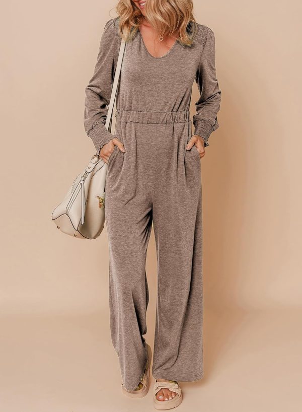 Dokotoo Lantern Long Sleeve Jumpsuit Wrapped V Neck Elegant for Womens Dressy Casual 2024 Fall One Piece Romper Outfits - Image 35