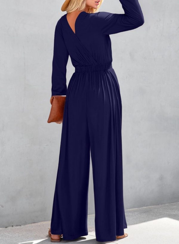 Dokotoo Lantern Long Sleeve Jumpsuit Wrapped V Neck Elegant for Womens Dressy Casual 2024 Fall One Piece Romper Outfits - Image 40
