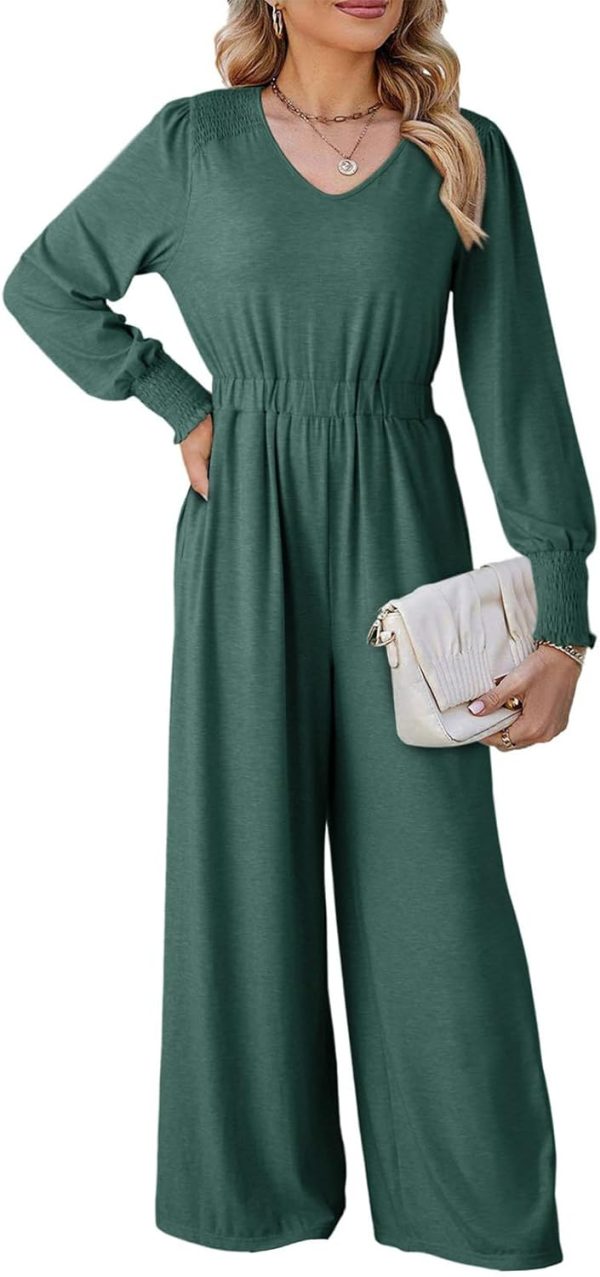 Dokotoo Lantern Long Sleeve Jumpsuit Wrapped V Neck Elegant for Womens Dressy Casual 2024 Fall One Piece Romper Outfits - Image 41