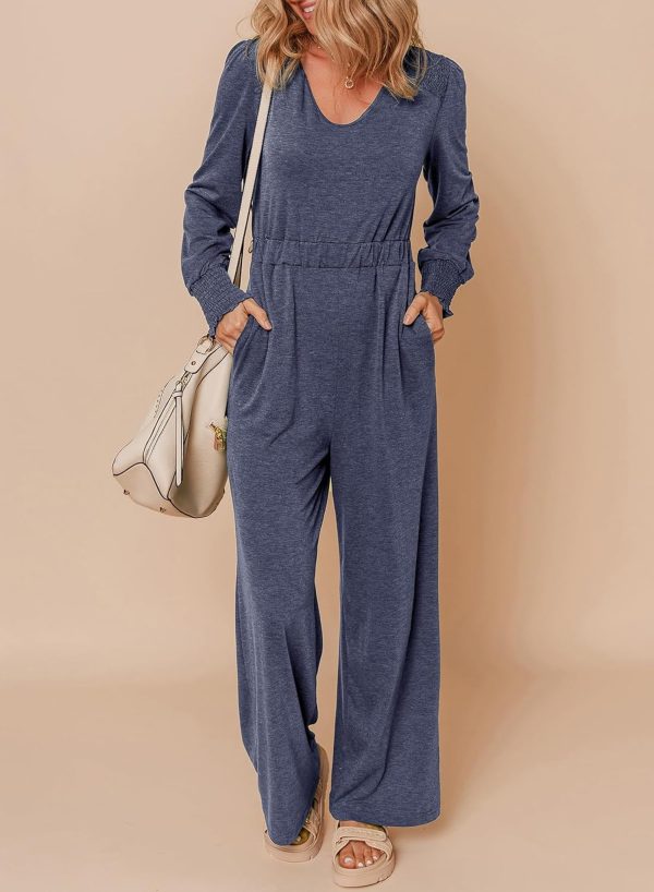Dokotoo Lantern Long Sleeve Jumpsuit Wrapped V Neck Elegant for Womens Dressy Casual 2024 Fall One Piece Romper Outfits - Image 49