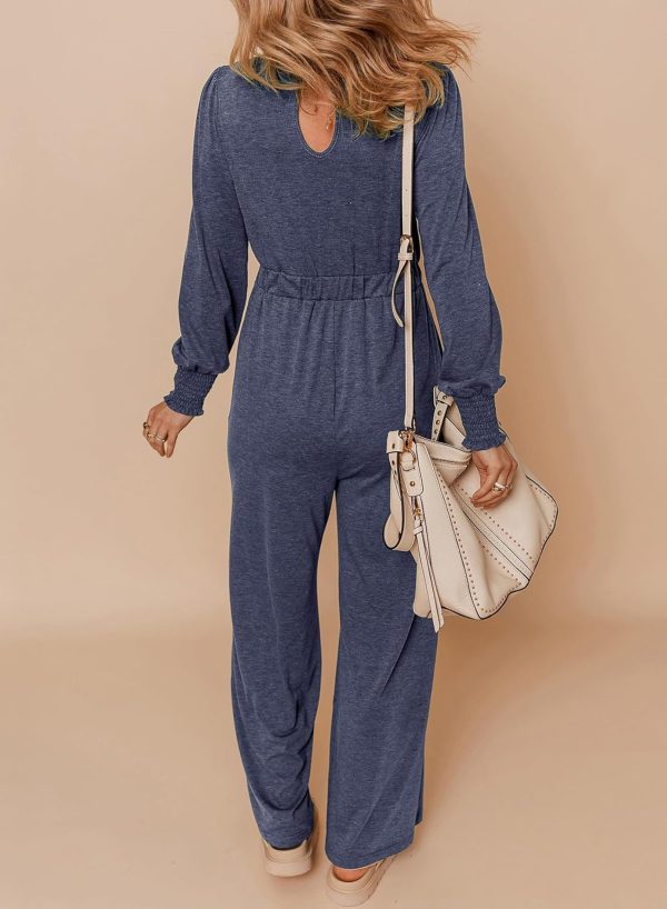 Dokotoo Lantern Long Sleeve Jumpsuit Wrapped V Neck Elegant for Womens Dressy Casual 2024 Fall One Piece Romper Outfits - Image 50