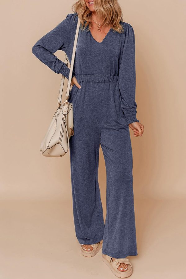 Dokotoo Lantern Long Sleeve Jumpsuit Wrapped V Neck Elegant for Womens Dressy Casual 2024 Fall One Piece Romper Outfits - Image 52