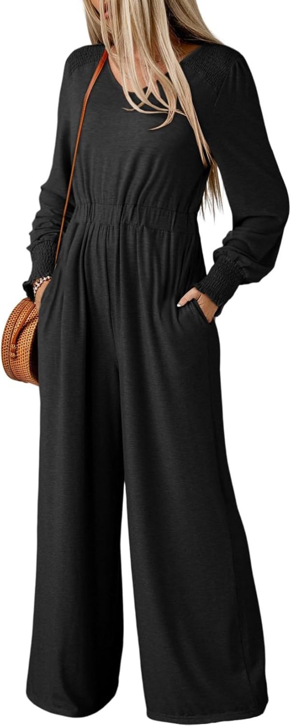 Dokotoo Lantern Long Sleeve Jumpsuit Wrapped V Neck Elegant for Womens Dressy Casual 2024 Fall One Piece Romper Outfits - Image 53