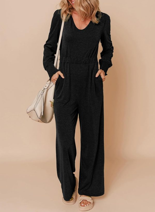Dokotoo Lantern Long Sleeve Jumpsuit Wrapped V Neck Elegant for Womens Dressy Casual 2024 Fall One Piece Romper Outfits - Image 54