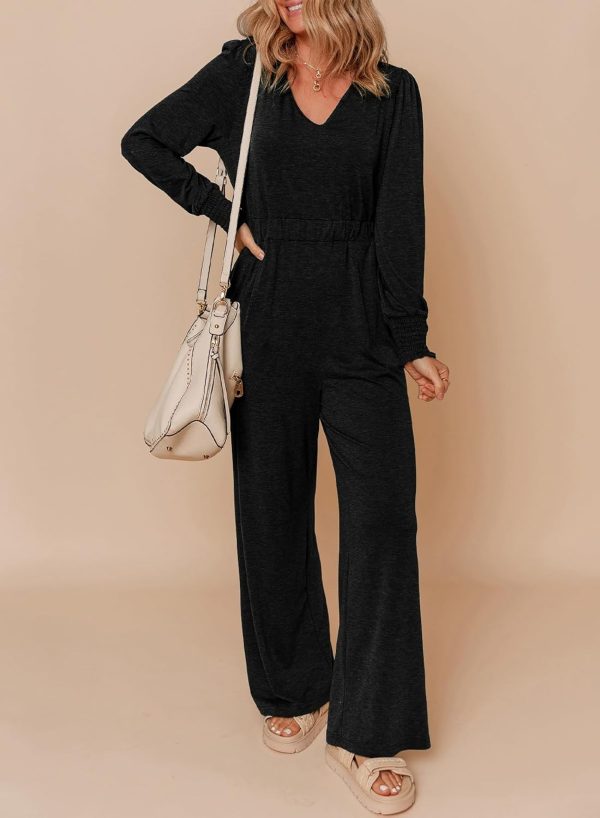 Dokotoo Lantern Long Sleeve Jumpsuit Wrapped V Neck Elegant for Womens Dressy Casual 2024 Fall One Piece Romper Outfits - Image 55