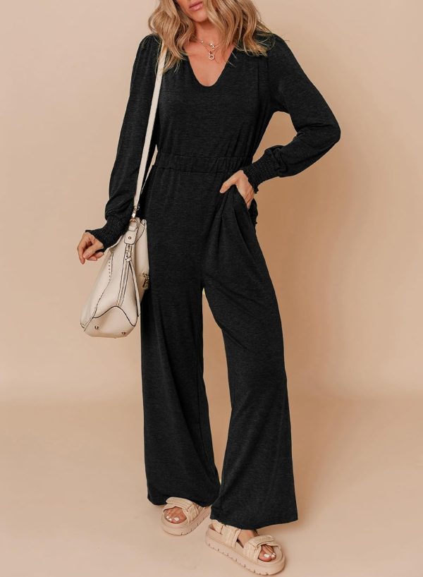 Dokotoo Lantern Long Sleeve Jumpsuit Wrapped V Neck Elegant for Womens Dressy Casual 2024 Fall One Piece Romper Outfits - Image 57