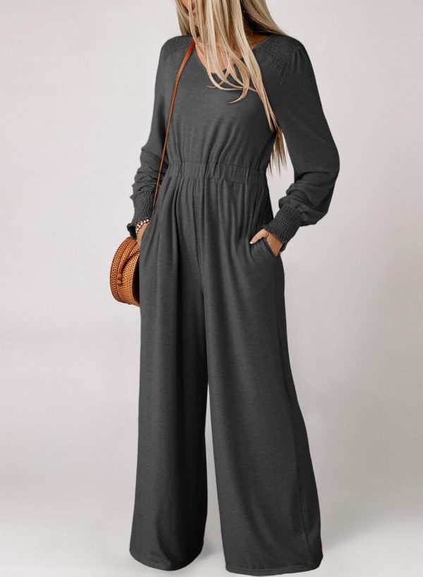 Dokotoo Lantern Long Sleeve Jumpsuit Wrapped V Neck Elegant for Womens Dressy Casual 2024 Fall One Piece Romper Outfits - Image 65