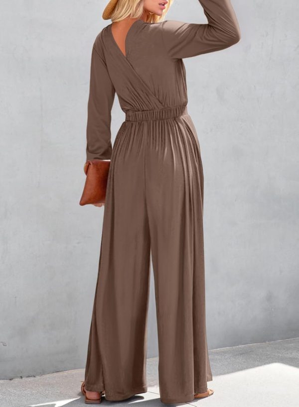 Dokotoo Lantern Long Sleeve Jumpsuit Wrapped V Neck Elegant for Womens Dressy Casual 2024 Fall One Piece Romper Outfits - Image 69