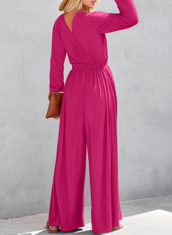 Dokotoo Lantern Long Sleeve Jumpsuit Wrapped V Neck Elegant for Womens Dressy Casual 2024 Fall One Piece Romper Outfits - Image 74
