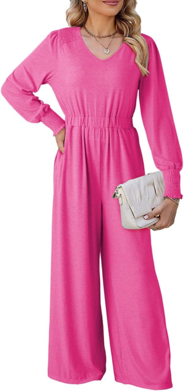 Dokotoo Lantern Long Sleeve Jumpsuit Wrapped V Neck Elegant for Womens Dressy Casual 2024 Fall One Piece Romper Outfits - Image 78