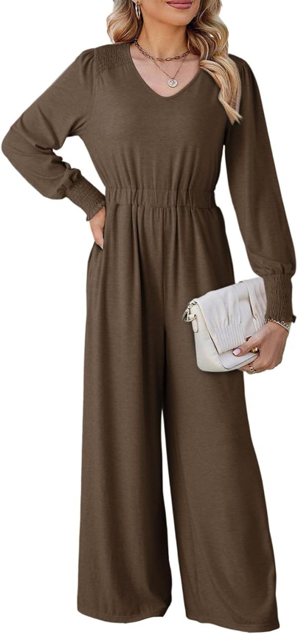 Dokotoo Lantern Long Sleeve Jumpsuit Wrapped V Neck Elegant for Womens Dressy Casual 2024 Fall One Piece Romper Outfits - Image 83