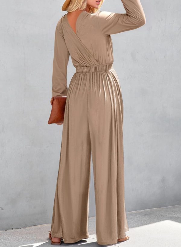 Dokotoo Lantern Long Sleeve Jumpsuit Wrapped V Neck Elegant for Womens Dressy Casual 2024 Fall One Piece Romper Outfits - Image 88
