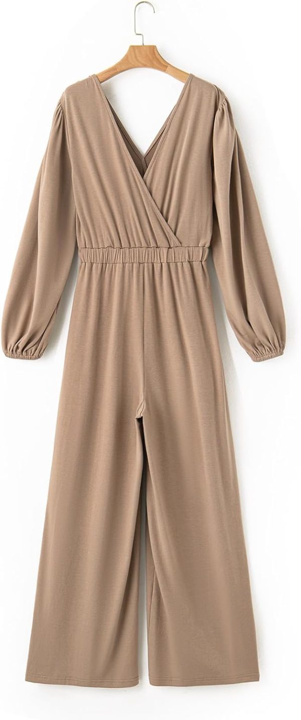 Dokotoo Lantern Long Sleeve Jumpsuit Wrapped V Neck Elegant for Womens Dressy Casual 2024 Fall One Piece Romper Outfits - Image 89