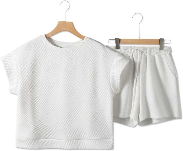 Dokotoo Women's 2 Piece Outfits Sweatsuit Casual Short Sleeve Pullover Tops and Drawstring Shorts Pants Lounge Sets - Image 8