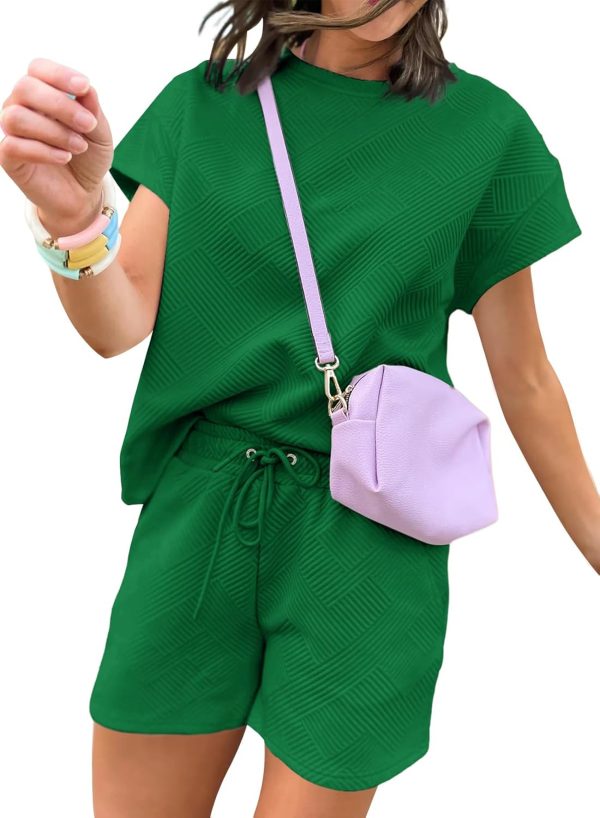 Dokotoo Women's 2 Piece Outfits Sweatsuit Casual Short Sleeve Pullover Tops and Drawstring Shorts Pants Lounge Sets - Image 9