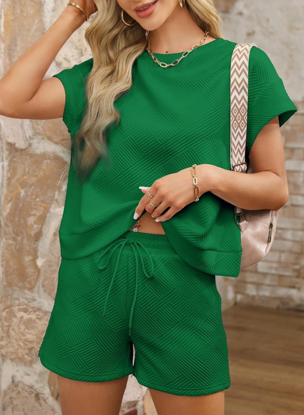 Dokotoo Women's 2 Piece Outfits Sweatsuit Casual Short Sleeve Pullover Tops and Drawstring Shorts Pants Lounge Sets - Image 12