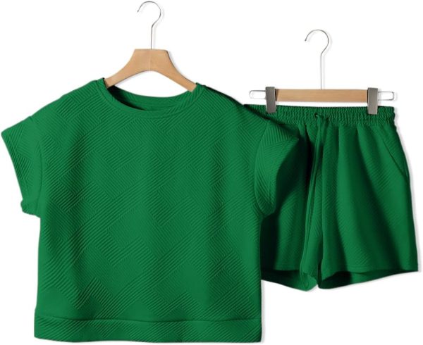Dokotoo Women's 2 Piece Outfits Sweatsuit Casual Short Sleeve Pullover Tops and Drawstring Shorts Pants Lounge Sets - Image 15