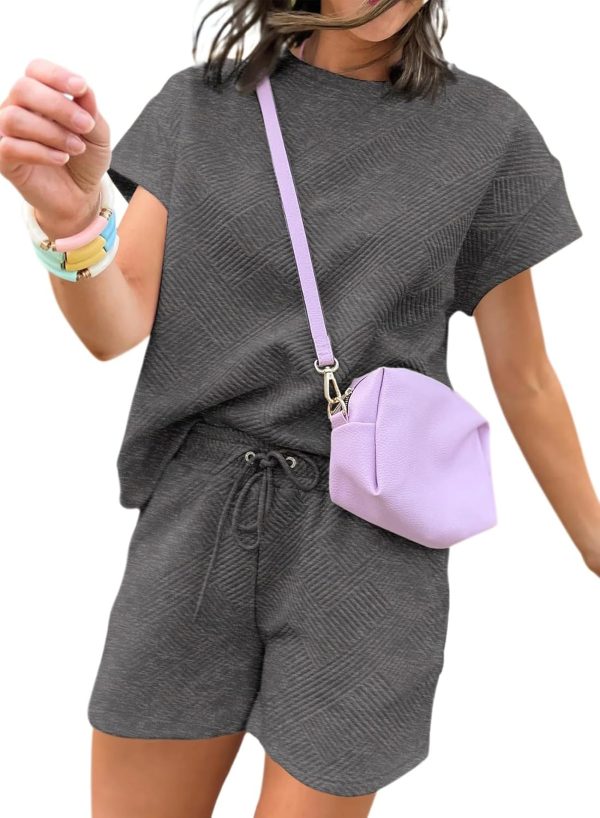 Dokotoo Women's 2 Piece Outfits Sweatsuit Casual Short Sleeve Pullover Tops and Drawstring Shorts Pants Lounge Sets - Image 16
