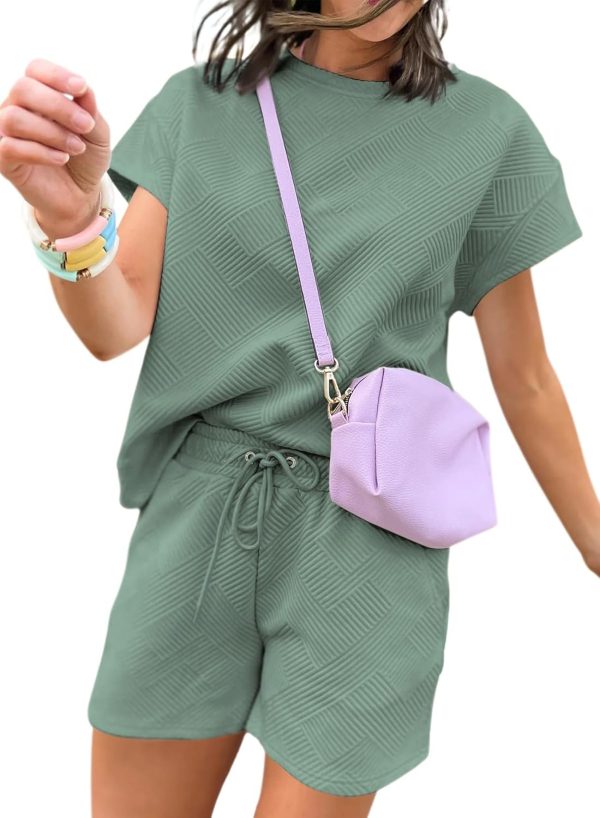 Dokotoo Women's 2 Piece Outfits Sweatsuit Casual Short Sleeve Pullover Tops and Drawstring Shorts Pants Lounge Sets - Image 26