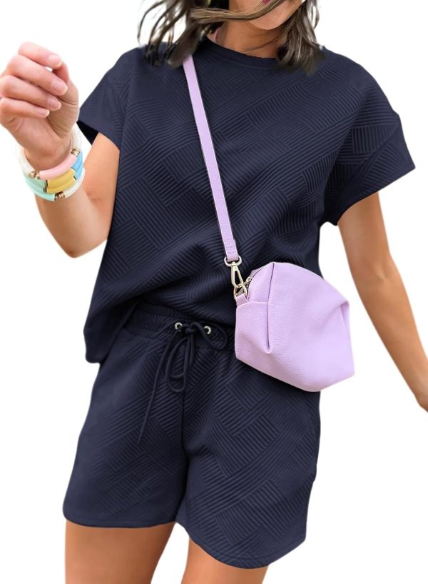 Dokotoo Women's 2 Piece Outfits Sweatsuit Casual Short Sleeve Pullover Tops and Drawstring Shorts Pants Lounge Sets - Image 41