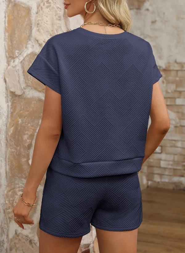 Dokotoo Women's 2 Piece Outfits Sweatsuit Casual Short Sleeve Pullover Tops and Drawstring Shorts Pants Lounge Sets - Image 43