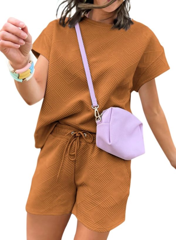 Dokotoo Women's 2 Piece Outfits Sweatsuit Casual Short Sleeve Pullover Tops and Drawstring Shorts Pants Lounge Sets - Image 56