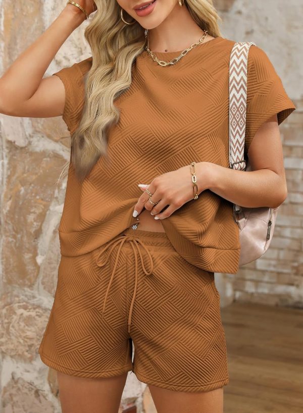 Dokotoo Women's 2 Piece Outfits Sweatsuit Casual Short Sleeve Pullover Tops and Drawstring Shorts Pants Lounge Sets - Image 59