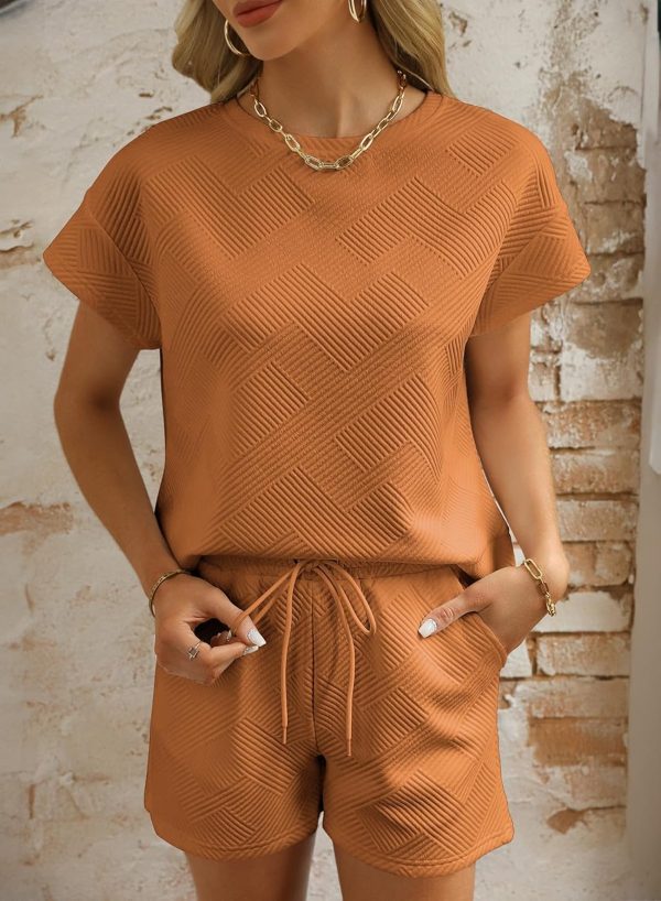 Dokotoo Women's 2 Piece Outfits Sweatsuit Casual Short Sleeve Pullover Tops and Drawstring Shorts Pants Lounge Sets - Image 60