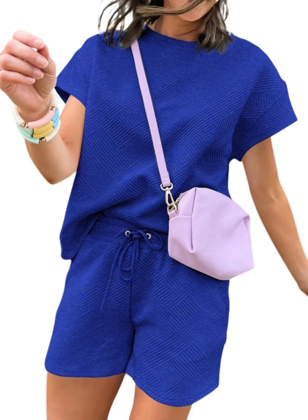 Dokotoo Women's 2 Piece Outfits Sweatsuit Casual Short Sleeve Pullover Tops and Drawstring Shorts Pants Lounge Sets - Image 61