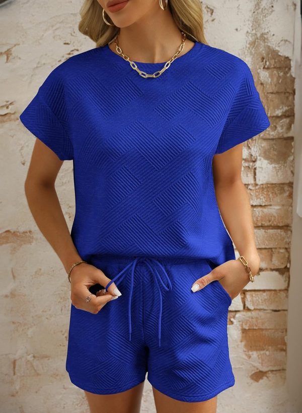Dokotoo Women's 2 Piece Outfits Sweatsuit Casual Short Sleeve Pullover Tops and Drawstring Shorts Pants Lounge Sets - Image 65