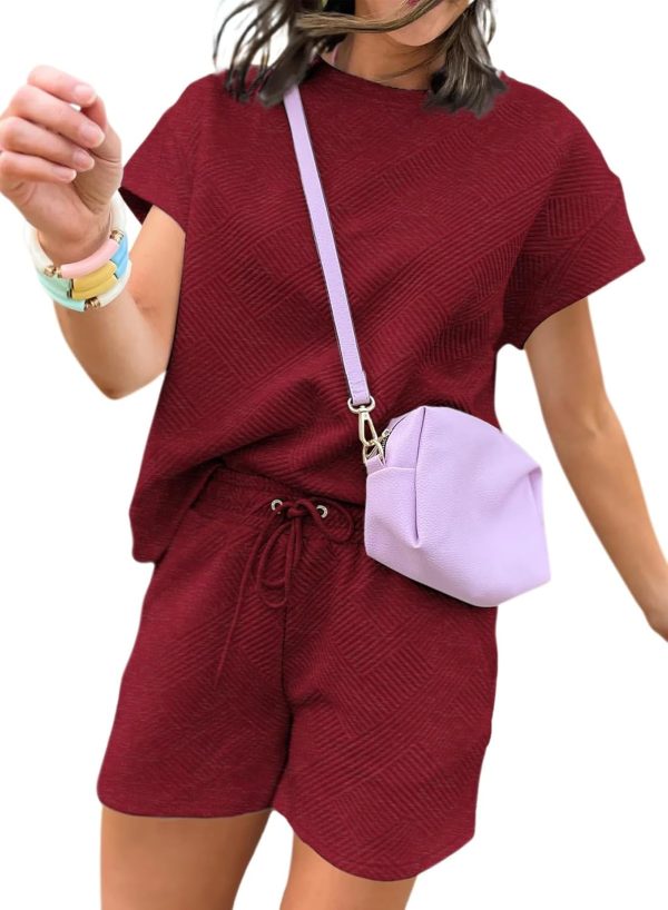 Dokotoo Women's 2 Piece Outfits Sweatsuit Casual Short Sleeve Pullover Tops and Drawstring Shorts Pants Lounge Sets - Image 66