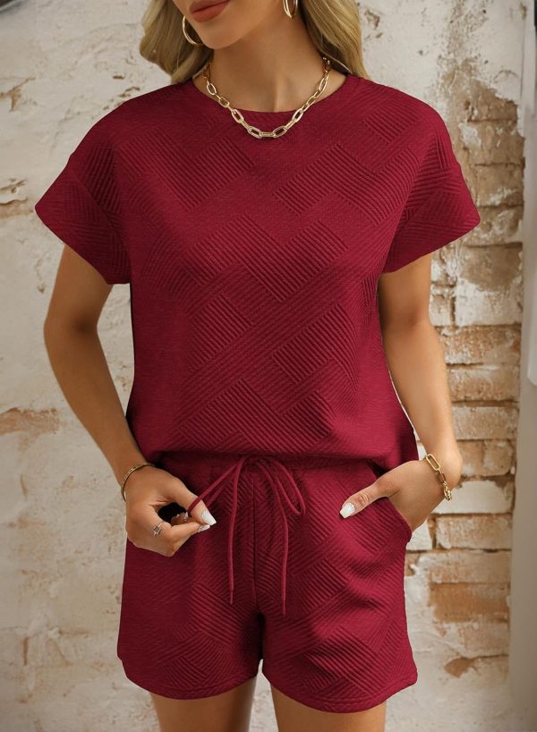 Dokotoo Women's 2 Piece Outfits Sweatsuit Casual Short Sleeve Pullover Tops and Drawstring Shorts Pants Lounge Sets - Image 70