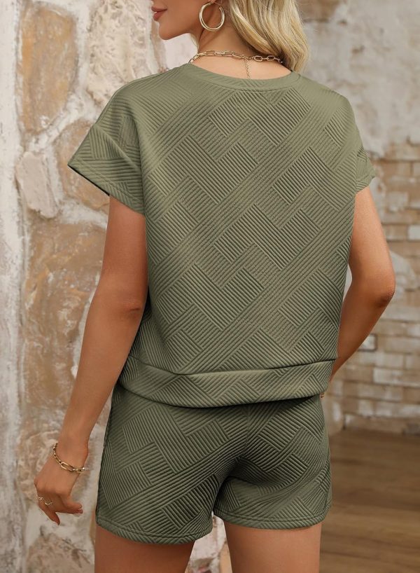 Dokotoo Women's 2 Piece Outfits Sweatsuit Casual Short Sleeve Pullover Tops and Drawstring Shorts Pants Lounge Sets - Image 73