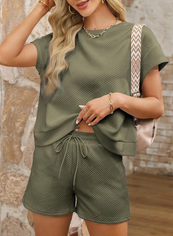 Dokotoo Women's 2 Piece Outfits Sweatsuit Casual Short Sleeve Pullover Tops and Drawstring Shorts Pants Lounge Sets - Image 74