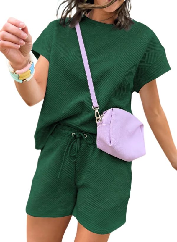 Dokotoo Women's 2 Piece Outfits Sweatsuit Casual Short Sleeve Pullover Tops and Drawstring Shorts Pants Lounge Sets - Image 76