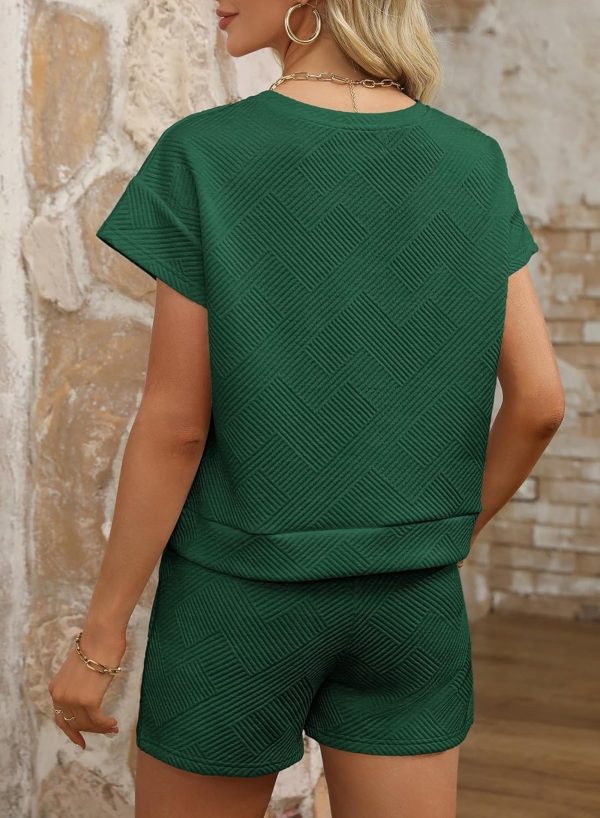 Dokotoo Women's 2 Piece Outfits Sweatsuit Casual Short Sleeve Pullover Tops and Drawstring Shorts Pants Lounge Sets - Image 78