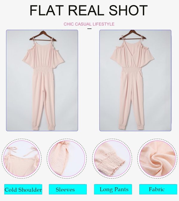 Dokotoo Jumpsuit for Womens Dressy Casual 2025 One Piece Romper Cold Shoulder Outfits for Summer - Image 16