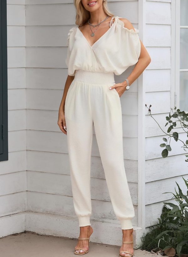 Dokotoo Jumpsuit for Womens Dressy Casual 2025 One Piece Romper Cold Shoulder Outfits for Summer - Image 19