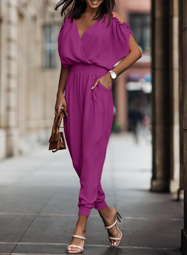 Dokotoo Jumpsuit for Womens Dressy Casual 2025 One Piece Romper Cold Shoulder Outfits for Summer - Image 23