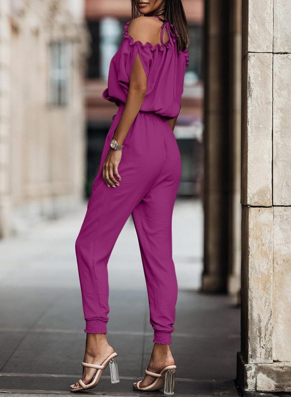 Dokotoo Jumpsuit for Womens Dressy Casual 2025 One Piece Romper Cold Shoulder Outfits for Summer - Image 24