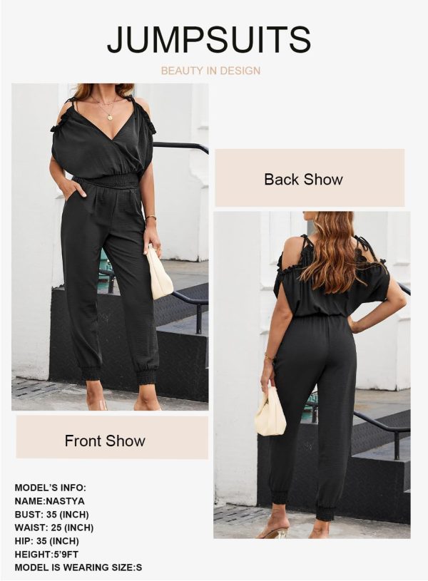 Dokotoo Jumpsuit for Womens Dressy Casual 2025 One Piece Romper Cold Shoulder Outfits for Summer - Image 33