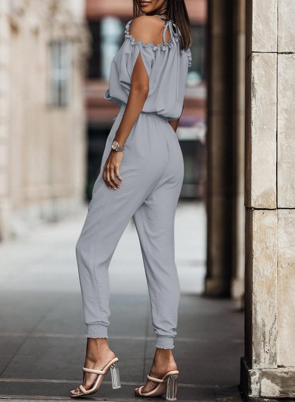 Dokotoo Jumpsuit for Womens Dressy Casual 2025 One Piece Romper Cold Shoulder Outfits for Summer - Image 37