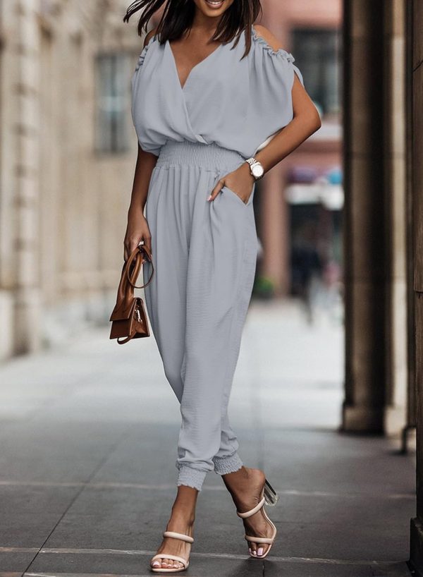 Dokotoo Jumpsuit for Womens Dressy Casual 2025 One Piece Romper Cold Shoulder Outfits for Summer - Image 38