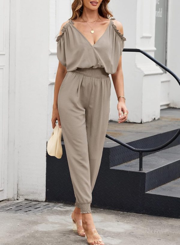 Dokotoo Jumpsuit for Womens Dressy Casual 2025 One Piece Romper Cold Shoulder Outfits for Summer - Image 40